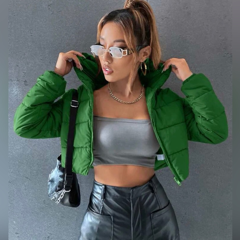 Hooded Cropped Puffer Coat